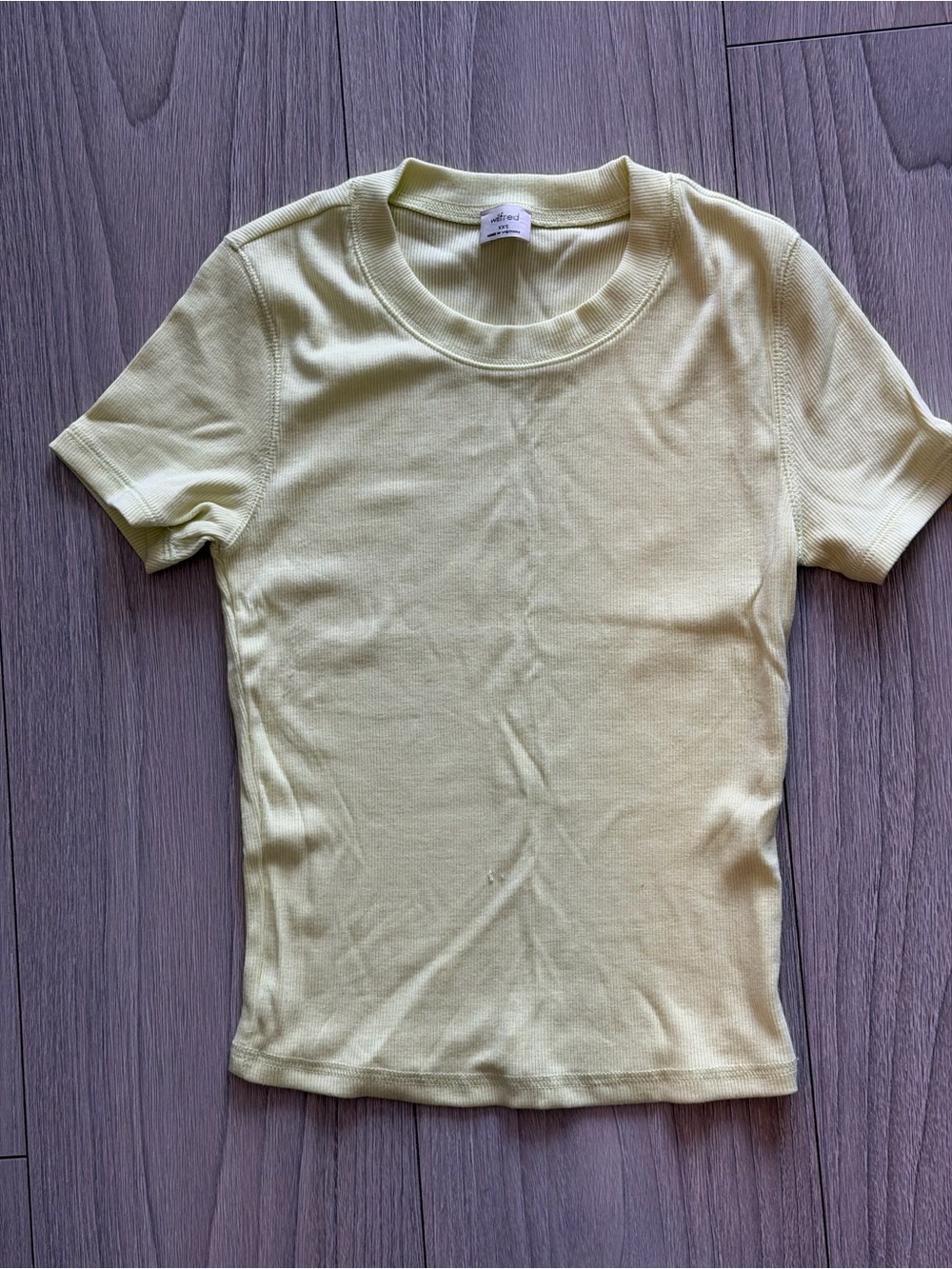 Wilfred Pale Neon Yellow Ribbed Short Sleeve Tee